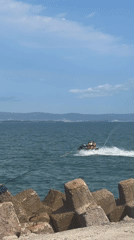 Jet ski action off the rocky Pomorie coastline