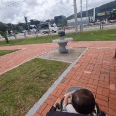 Park stroll with a baby in Dunnae-myeon, South Korea