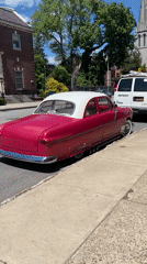Classic flame-decorated car spotted outside Newburgh post office