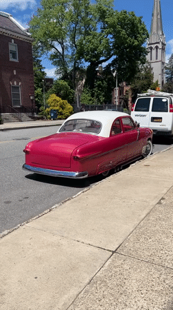 Classic flame-decorated car spotted outside Newburgh post office