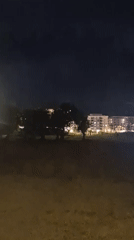 Thunderstorm rolls into Bar, Montenegro at sunset