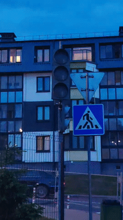 Evening street lights documented in Belarus rural district