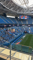 Inside a packed Saint Petersburg stadium during a soccer session