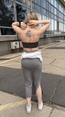 Blonde woman photographed in multiple Dolgoprudny locations Friday afternoon