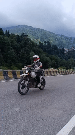 Mountain road life in the Himachal hills, summer morning