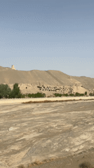 Dry riverbed captured near ancient caves in Dunhuang, China