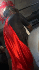 Roman costume spotted at indoor party in Los Robles