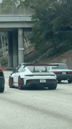 White Porsche GT3 spotted on LA highway near Tenth Avenue