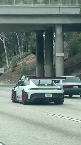 White Porsche GT3 spotted on LA highway near Tenth Avenue