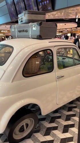 Car with luggage spotted inside Rome airport terminal