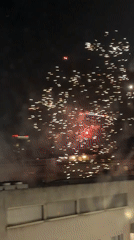 Fireworks light up the Milan skyline at night