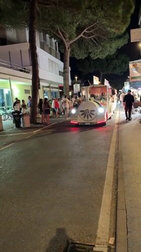 Novelty vehicles light up Gatteo's streets on a summer night