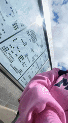 Woman takes selfies during morning walk in Moscow