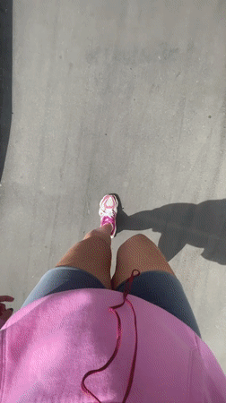 Woman takes selfies during morning walk in Moscow