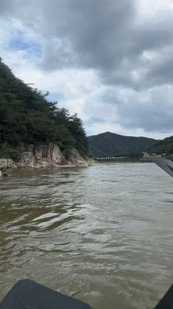 River rafting in Seo-myeon, paddles in the water