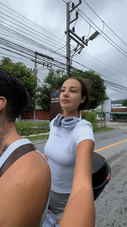Couple's scooter ride and selfies documented in Chalong, Thailand