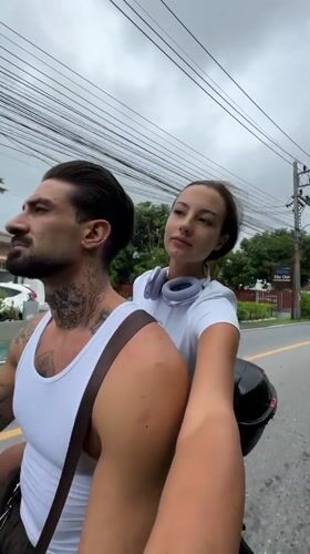 Couple's scooter ride and selfies documented in Chalong, Thailand