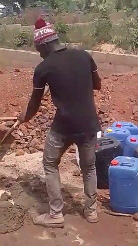 Road construction work underway in Lokoja, Nigeria
