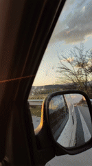Evening highway drive captured near Kalugerovo, Bulgaria at sunset