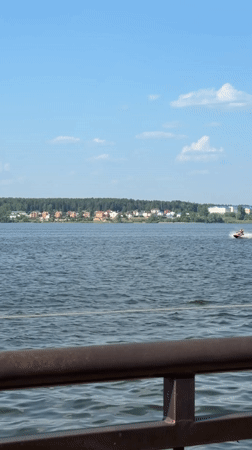 Jet skiers enjoy lake recreation in Votkinsk, Russia