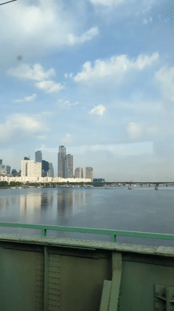 Seoul skyline reflected in river captured on video