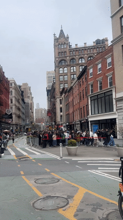 Long queue forms outside NYC Uniqlo store Friday afternoon