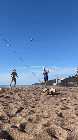 Morning beach volleyball and coastal activities in Montenegro