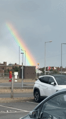 Rainbow appears over Great Yarmouth parking lot
