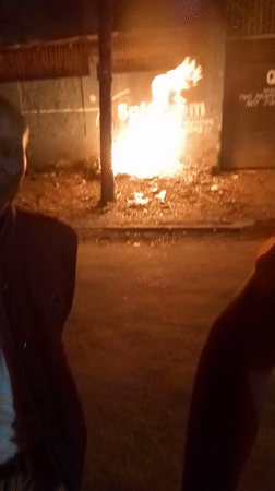 Fire burns near Safaricom graffiti wall in Nairobi