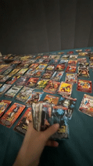 Collector displays Marvel cards and tarot decks in Saint Petersburg