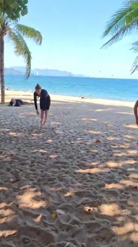 Kitesurfing and beach workouts on a sunny Nha Trang morning