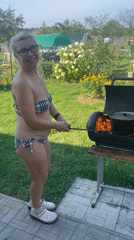 Backyard fire cooking and DIY work in a Krupki garden