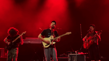 Live band performs 30-minute concert in Milan under colored lights
