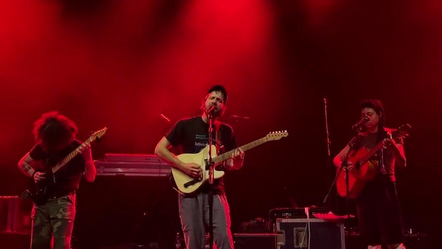 Live band performs 30-minute concert in Milan under colored lights