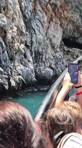 Cliff jumper takes plunge into Turkish waters near Alanya