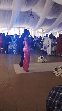 Wedding reception held in decorated tent in Abuja, Nigeria