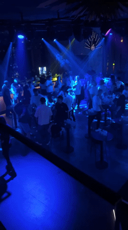 Nightclub event draws crowds in Plovdiv, Bulgaria evening