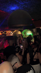 Late-night dancing at a packed Athens nightclub