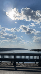 Sunny day captured over Kazan waterway from bridge viewpoint