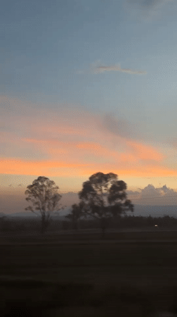 Sunset observed from vehicle in Francisco I. Madero, Mexico