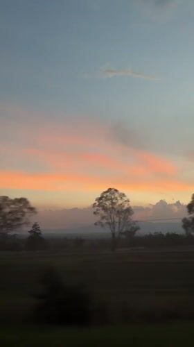 Sunset observed from vehicle in Francisco I. Madero, Mexico