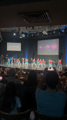 Children perform dance routine on stage in Sofia