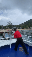 Passenger ferry Lomprayah 7 docks at Ko Tao harbor
