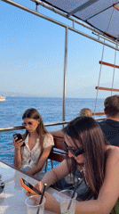 Sunny boat day on the Adriatic near Selca, Croatia