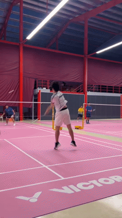 Recreational badminton matches observed at Ko Samui indoor facility