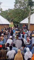 Community gathering with traditional dancing in Jos, Nigeria