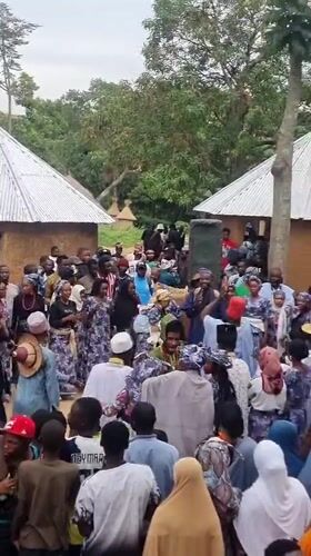Community gathering with traditional dancing in Jos, Nigeria