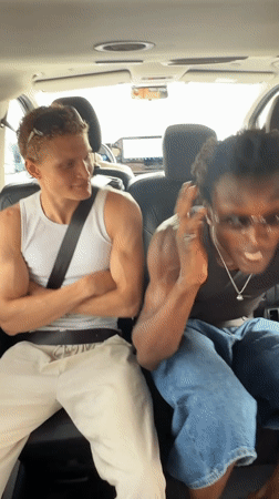 Backseat moment caught on camera near Marrakesh