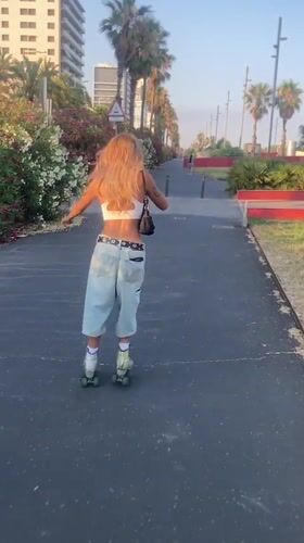 Roller skating through Barcelona streets on a summer evening.