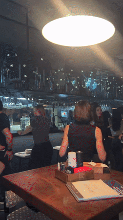 Evening social gathering captured at Novosibirsk bar